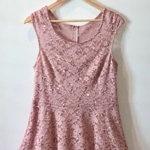 Pink Sequin Lace Dress